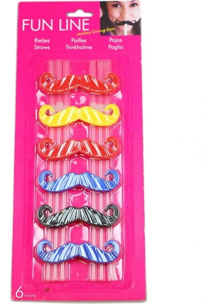 Pipet Bıyıklı Renkli 6'lı