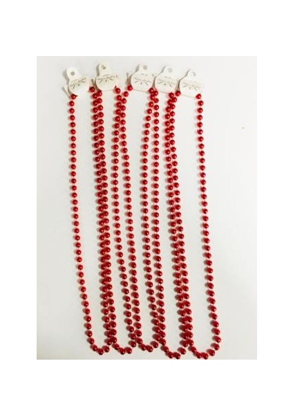 Parti Kolye Boncuk 80CM Kırmızı Metalik 10'lu Paket