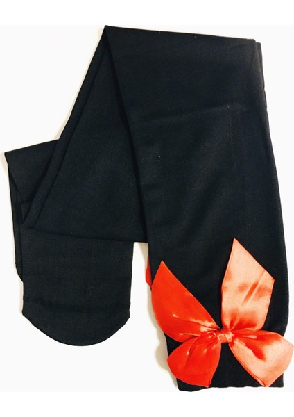 Çorap Siyah ve Kırmızı Saten Fiyonk