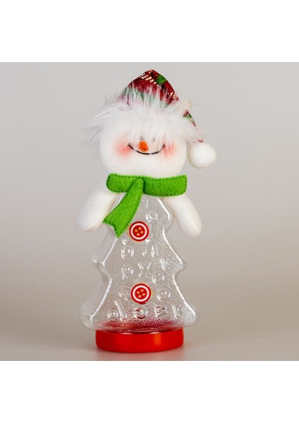 Yılbaşı Şişe Kardan Adam Yeşil Atkı 11CM x 7cm