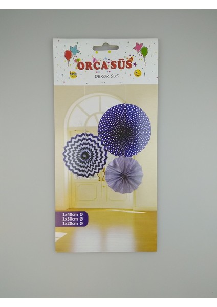 Yelpaze Süs 3'lü Set Mor