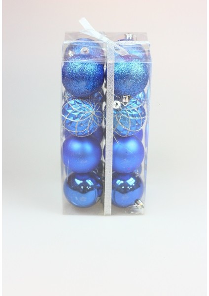 Yılbaşı Palament Mavi Top Ağaç Süsü Karma Set 16'lı