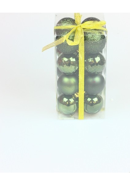 Yılbaşı Koyu Yeşil Top Ağaç Süsü Karma Set 5cm 16'lı