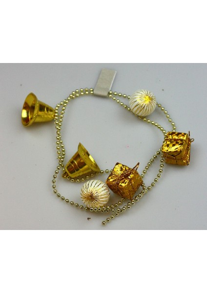 Yılbaşı Süs Hediye Paketli Çanlı Gold Garlant 6'lı