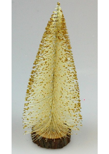 Yılbaşı Krem Çam Ağacı Gold Karlı Masa Süsü 40 cm
