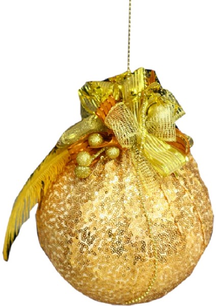 Yılbaşı Gold Top Tekli Pullu Asma Süs 20 cm