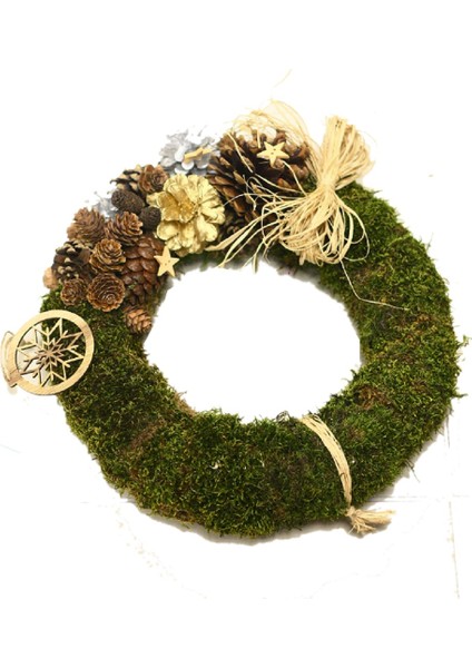 Yılbaşı Düş Kapanlı Kozalaklı Çam Çelenk 35 cm