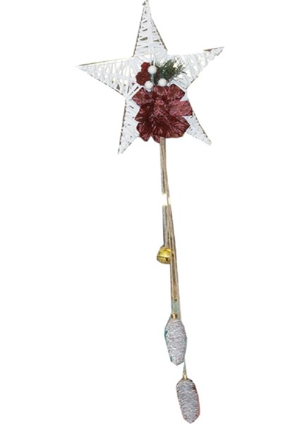 Yılbaşı Hasır Yıldız Mor Fiyonklu Kapı Ağaç Süsü