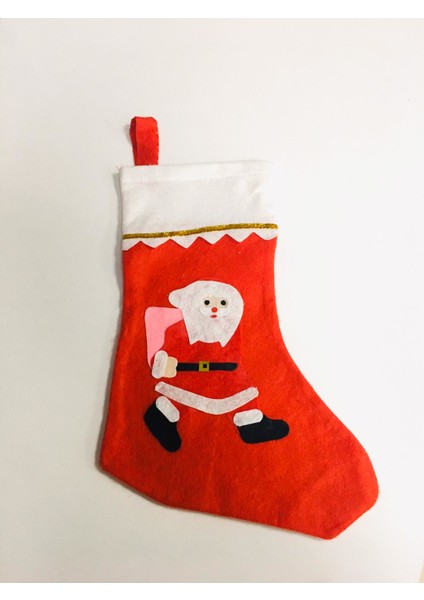 Yılbaşı Çorap Keçe Noel Baba Pembe Çuvallı