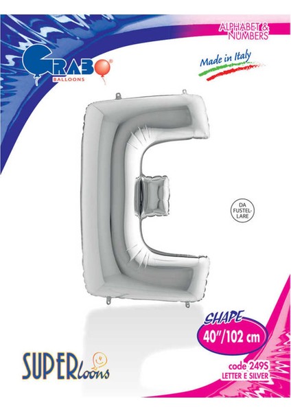 Harf Folyo Balon 40" Gümüş -E-