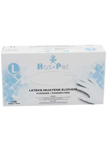 Has-Pet Pudrasız Lateks Eldiven L 100'LÜ