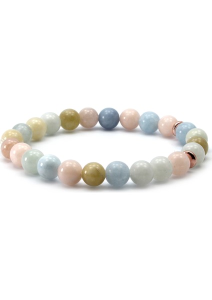 8 mm Morganit Akuamarin Helidor Karma Doğal Taş Çakra Kadın Bileklik modelleri