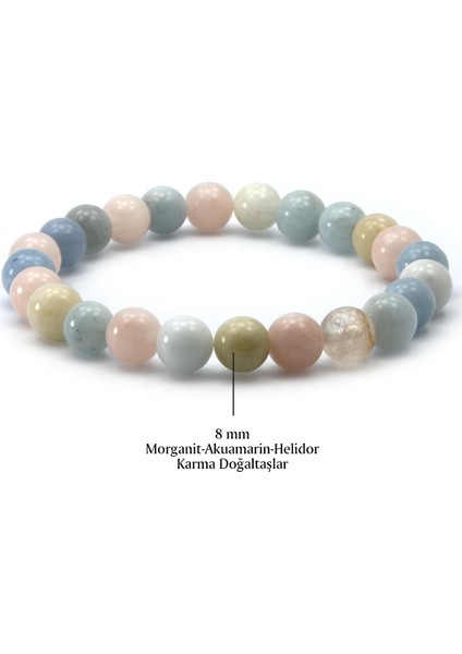 8 mm Morganit Akuamarin Helidor Karma Doğal Taş Çakra Kadın Bileklik fiyatları
