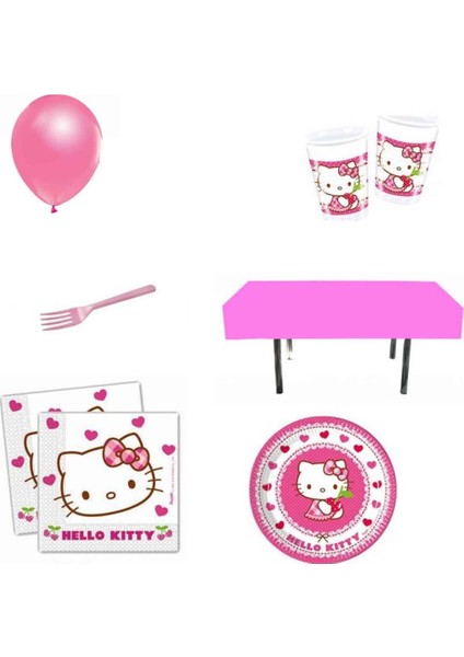 Hayaller Dükkanı Hello Kitty 8 Kişilik Doğum Günü Süsleri Parti Malzemeleri Eko