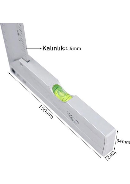 Su Terazili Alüminyum Marangoz Gönye-25 cm fırsatları