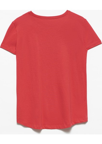 3471 Bisiklet Yaka Basic T-Shirt-Kırmızı fiyatları