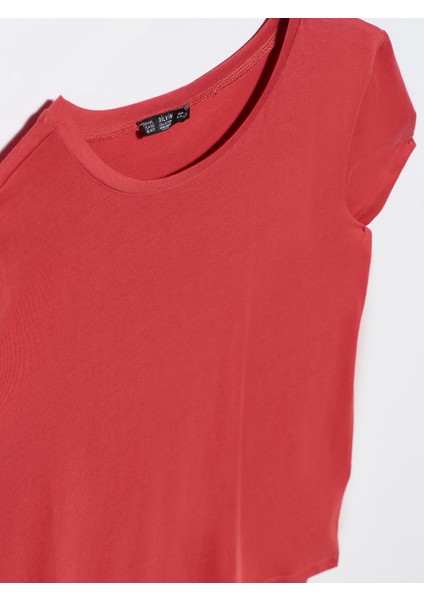 3471 Bisiklet Yaka Basic T-Shirt-Kırmızı modelleri