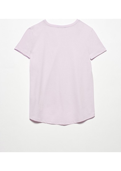 3471 Bisiklet Yaka Basic T-Shirt-Lila fiyatları