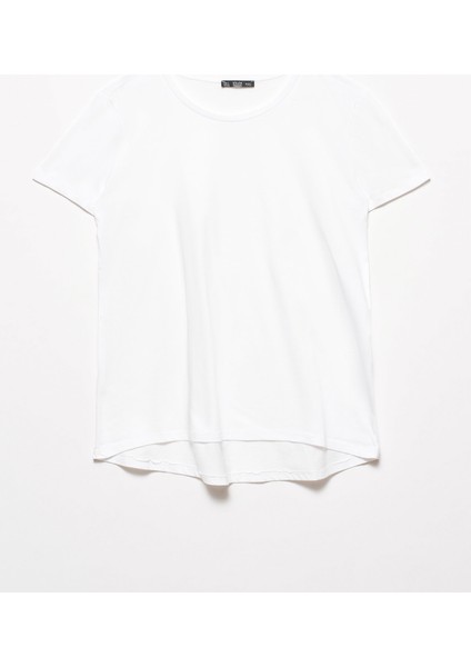 3471 Bisiklet Yaka Basic T-Shirt-Beyaz