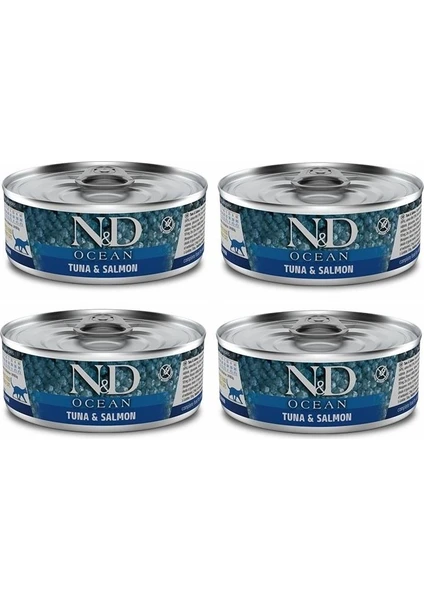 N&d Ocean 4 Adet Tahılsız Ton Somon Yetişkin Yaş Mama 80 gr