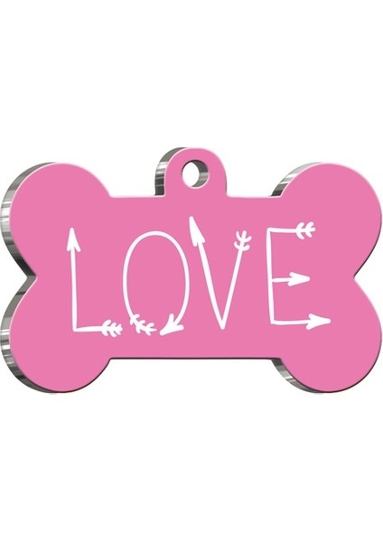 Love Letter Pembe Kemik Şekilli Köpek Künyesi