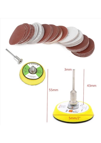 Dremel Proxxon Lotus Swazer Banco Mac Allister Hobi Makinesi Için 5 cm Cırt Taban Zımpara Seti 60 Adetli