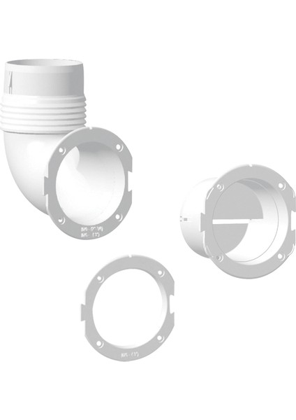 Ventilator Connector, Elbow, Ø76MM, White