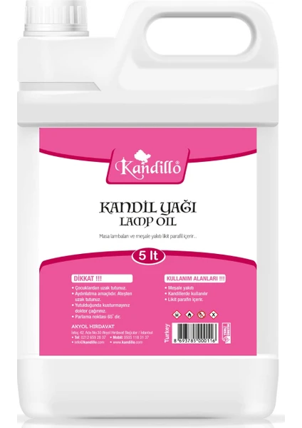 Kandil Yağı, Pembe Gaz Lambası Yağı Kokusuz Dumansız Iç Mekan (5 Lt)