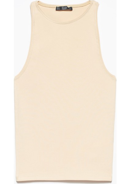 3694 Halter Yaka Tshirt-Bej