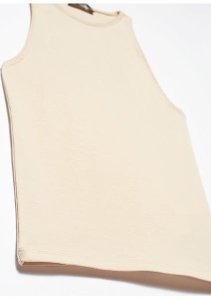 3694 Halter Yaka Tshirt-Bej