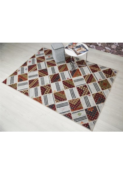 Patchwork El Dokuma Antik Anadolu Kilim Mosaic