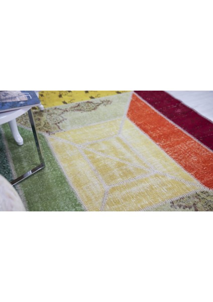 Patchwork El Dokuma Antik Anadolu Halısı Rainbow modelleri