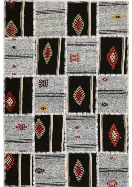 Patchwork El Dokuma Antik Anadolu Kilim Kendir Tac Mahal