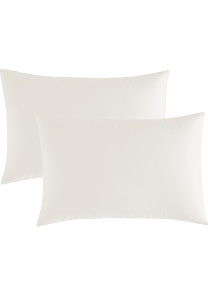 2li Krem Pamuk Saten Yastık Kılıfı 50X70 cm