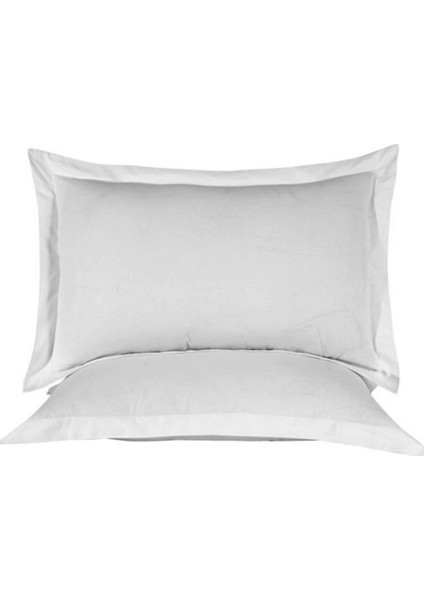 2li Açık Gri Pamuk Saten Oxford Yastık Kılıfı 50X70 cm