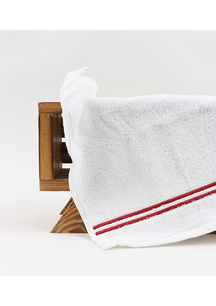 3lü Paket Çift Sıra Bordo Piko Nakışlı El Havlusu 32X35CM