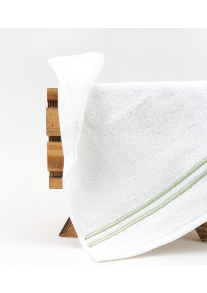 3lü Paket Çift Sıra Su Yeşili Piko Nakışlı El Havlusu 32X35CM