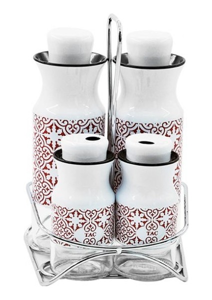 Vera 5 Parça Standlı Baharat Takımı Kırmızı