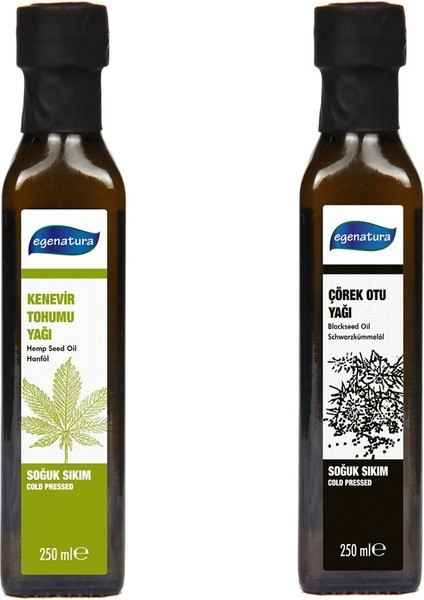 Ege Natura 250 ml Kenevir Tohumu Yağı + 250 ml Çörekotu Yağı 2X250 ml