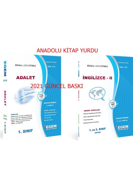 Adalet 1. Sınıf 2. Yarıyıl Konu Anlatımlı Çözümlü Soru Bankası Tüm Dersler Bahar