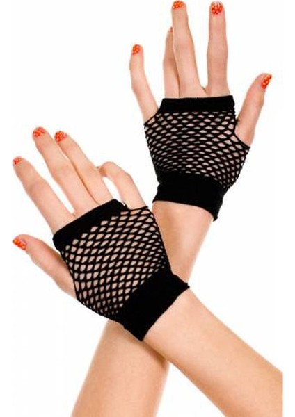 Kısa File Eldiven Siyah Renk