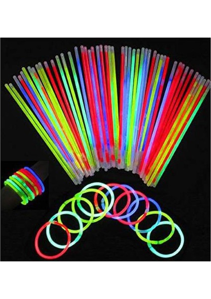 Neonlu Glow Stick Çubuk 50 Adet Karışık Renkli
