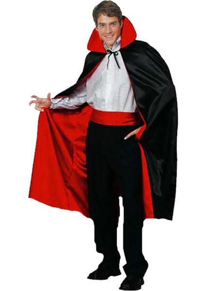 Çift Taraflı Yetişkin Halloween Drakula Pelerini Orta Boy 90 cm