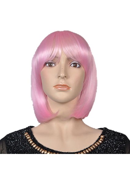 Soft Pembe Renk Parti Peruğu Küt Saç