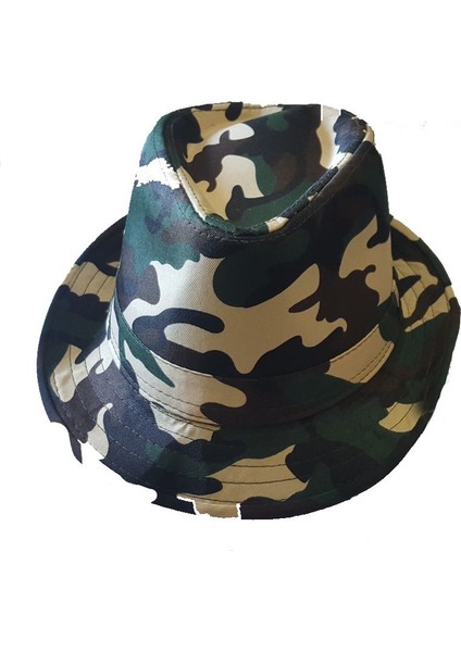 Askeri Kamuflaj Desenli Kumaş Çocuk Fötr Gösteri Şapkası 4/5 Yaş