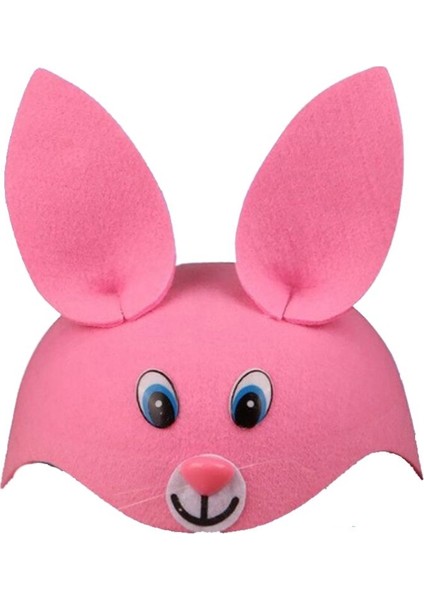 Pembe Renk Tavşan Başlığı Hayvan Şapkası Keçe