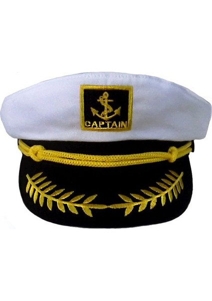 Beyaz Renk Bayan Denizci Kaptan Şapkası Yetişkin 57 cm Çap