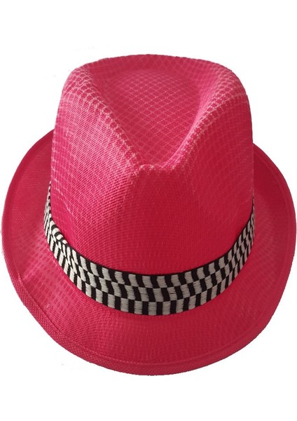 2.kalite Polyester Çocuk Fötr Gösteri Şapkası Fuşya Pembe Renk 4-5 Yaş