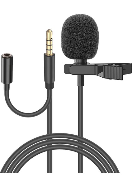 SN-MTK35 Siyah Lightning Tik-Tok Akıllı Telefon Kulaklık Çıkışlı Yaka Mikrofonu