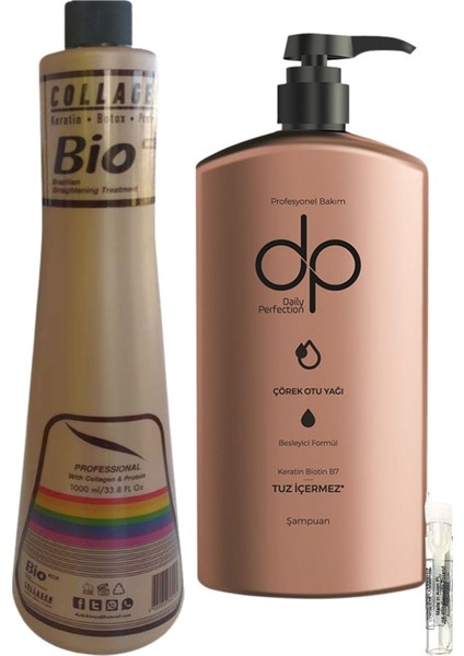 Mnc Keratin - Protein Brezilya Fönü Kalıcı Saç Düzleştirici 1000ML + Dp Tuzsuz Şampuan Çörek Otu Yağı